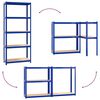 vidaXL Regale mit 5 Böden 3 Stk. Blau Stahl & Holzwerkstoff