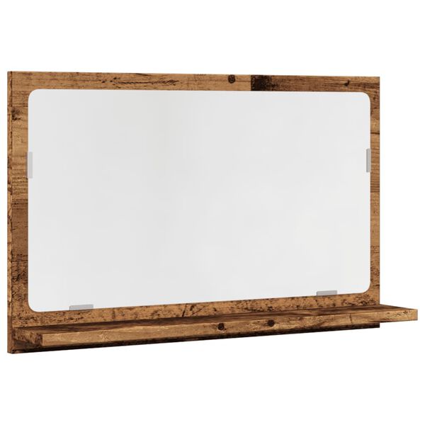 vidaXL Badspiegel mit Ablage Altholz-Optik 60x11x37 cm Holzwerkstoff