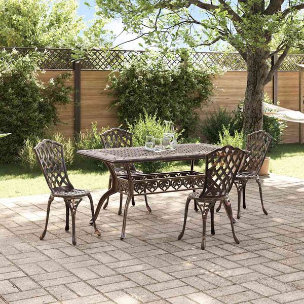 vidaXL Garten Essgruppe 5 pcs Bronze Aluminium