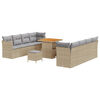 vidaXL Gartensofa-set mit Kissen 11 pcs Beige und Hellgrau Poly-Rattan