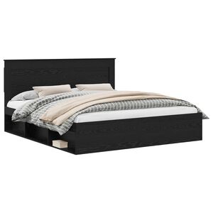 vidaXL Bettrahmen Schwarz 200 x 200 cm Massives Kiefernholz