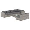 vidaXL 8-tlg. Garten-Lounge-Set mit Kissen Grau Poly Rattan