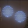 vidaXL Ball mit 384 LEDs 2 pcs Kaltwei&szlig; 59,5 x 59,5 x 63 cm Metall