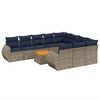 vidaXL 11-teiliges Gartensofa-Set mit Kissen, grau, Polyrattan