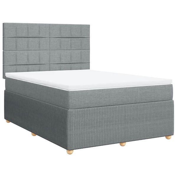 vidaXL Boxspringbett mit Matratze Hellgrau 140x200 cm Stoff