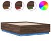 vidaXL Bettgestell mit LED Braun Eichen-Optik 140x190 cm Holzwerkstoff