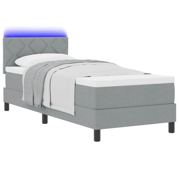 vidaXL Boxspringbett mit Matratze mit LED Hellgrau 80 x 200 cm Stoff