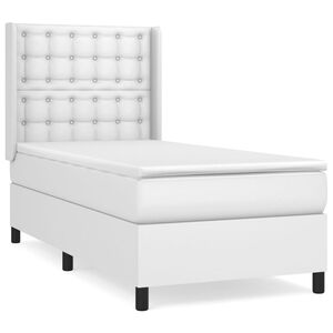 vidaXL Boxspringbett mit Matratze Wei&szlig; 80x200 cm Kunstleder