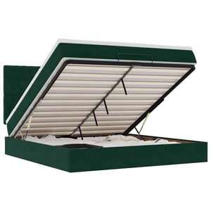 vidaXL Ottoman-Bett mit Matratzen Dunkelgr&uuml;n 200x200 cm Samt