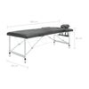 vidaXL Massageliege 2-Zonen Aluminiumgestell Anthrazit 186x68 cm