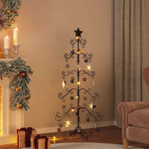 vidaXL Metall-Weihnachtsbaum für Dekorationen Schwarz 150 cm