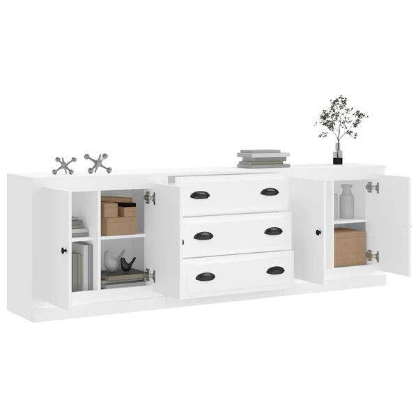 vidaXL Sideboards 3 Stk. Wei&szlig; Holzwerkstoff