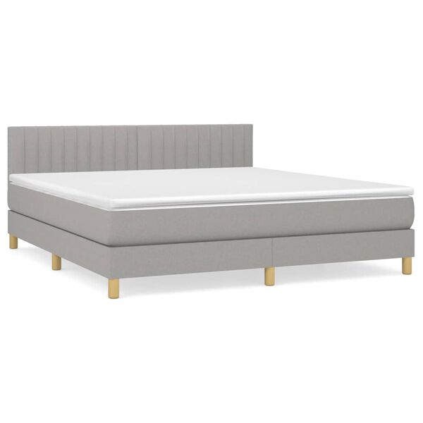 vidaXL Boxspringbett mit Matratze Hellgrau 160x200 cm Stoff