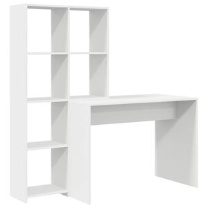 vidaXL Schreibtisch mit Regal Wei&szlig; 138,5 x 55 x 143 cm Holzwerkstoff