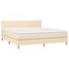 vidaXL Boxspringbett mit Matratze & LED Creme 160x200 cm Stoff