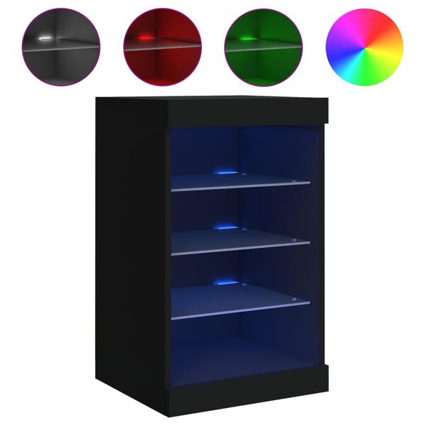vidaXL Sideboard mit LED-Leuchten Schwarz 41x37x67 cm