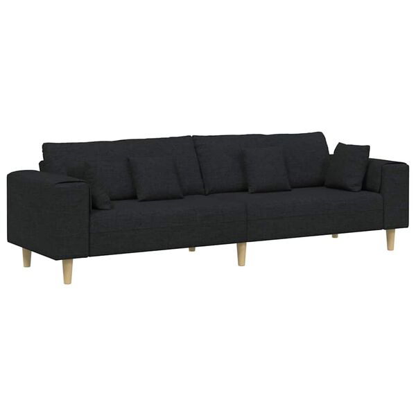 vidaXL Sofa mit Kissen Schwarz 250 x 77 x 76 cm Stoff