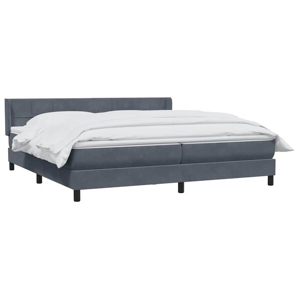 vidaXL Boxspringbett mit Matratze Dunkelgrau 180x210 cm Samt