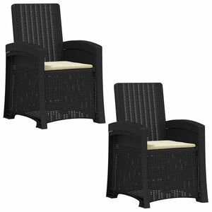vidaXL Liegesessel Garten Rattan-Optik 2 pcs Anthrazit und Creme PP
