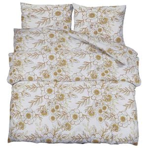 vidaXL Bettw&auml;sche-Set Wei&szlig; und Braun 200x200 cm Baumwolle