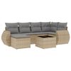 vidaXL 7-tlg. Garten-Sofagarnitur mit Kissen Beige Poly Rattan