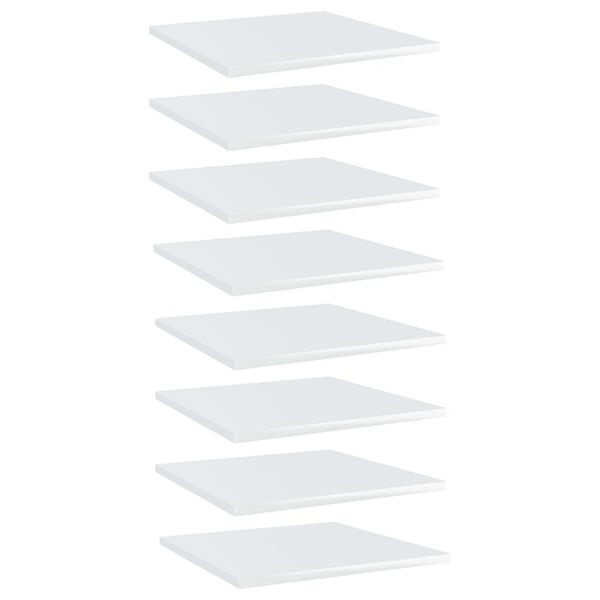 vidaXL B&uuml;cherregal-Bretter 8 Stk. Hochglanz-Wei&szlig; 40x40x1,5 cm