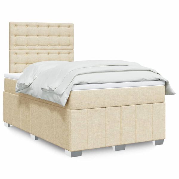 vidaXL Boxspringbett mit Matratze Creme 120x200 cm Stoff