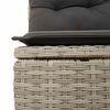 vidaXL 2-tlg. Garten-Sofagarnitur mit Kissen Hellgrau Poly Rattan