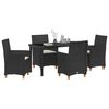 vidaXL Garten Essgruppe 5 pcs Schwarz Poly-Rattan