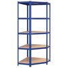vidaXL Eckregal mit 5 B&ouml;den Blau Stahl & Holzwerkstoff