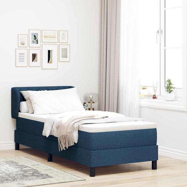 vidaXL Boxspringbett mit Matratze mit Kopfteil Blau 80 x 200 cm Stoff