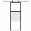 vidaXL Schiebet&uuml;r mit Beschlag Schwarz 76x205 cm Hartglas