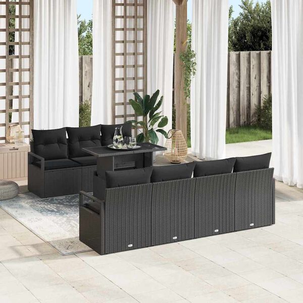 vidaXL Gartensofa-set mit Speicher 8 pcs Schwarz Poly-Rattan