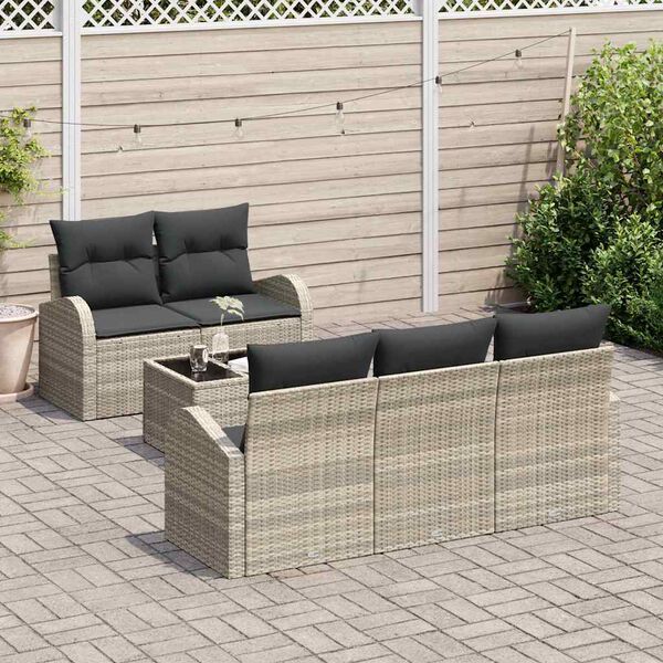 vidaXL Gartensofa-set Hellgrau 55 x 55 x 37 cm Poly-Rattan