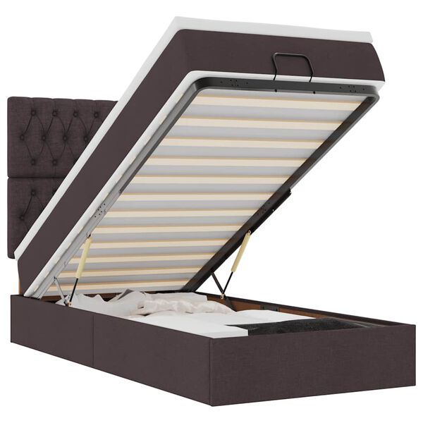 vidaXL Ottoman-Bett mit Matratze Dunkelbraun 90x190 cm Stoff
