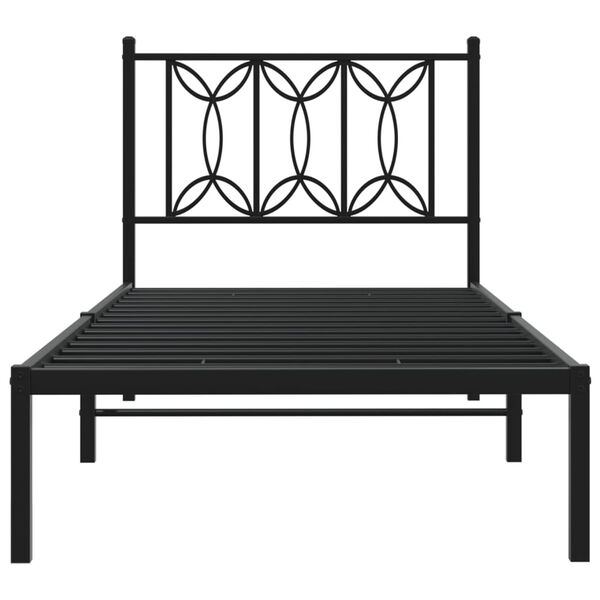 vidaXL Bettgestell mit Kopfteil Metall Schwarz 75x190 cm