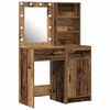 vidaXL Schminktischset mit LED mit Regal 2 pcs Altholz Holzwerkstoff