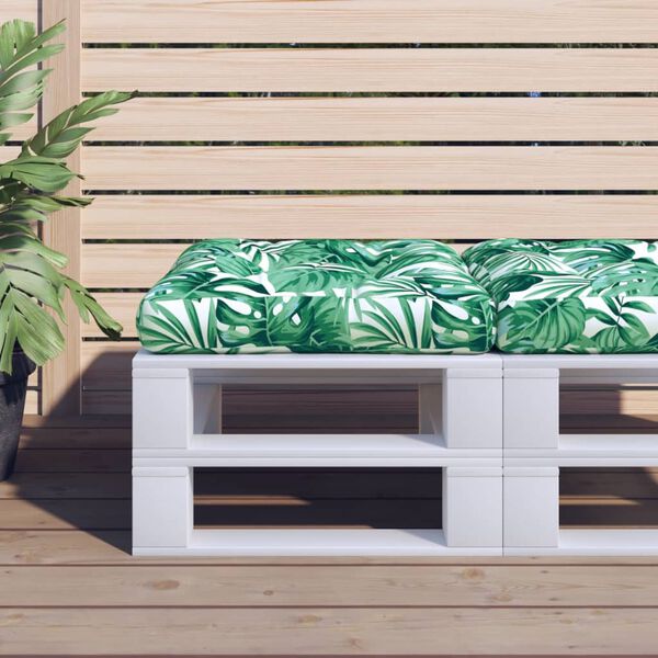 vidaXL Palettenkissen Blattmuster 60x60x12 cm Stoff