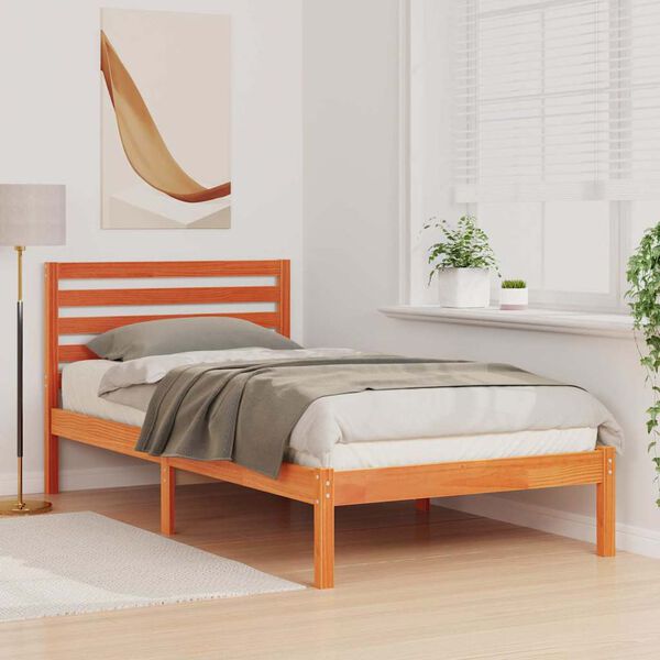 vidaXL Bettrahmen Wachsbraun 100 x 200 cm Massives Kiefernholz