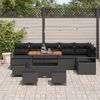 vidaXL Garten-Sofa-Set mit Kissen 10 pcs Schwarz Poly Rattan