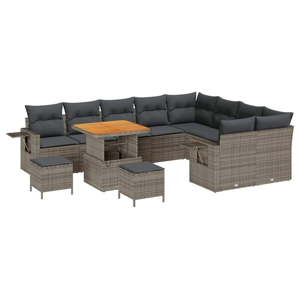 vidaXL Gartensofa-set 12 pcs Grau Poly-Rattan