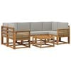 vidaXL Outdoor-Sofagarnitur 7 pcs Nat&uuml;rlich und Hellgrau Polyester