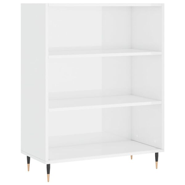 vidaXL Bücherregal Hochglanz-Weiß 69,5x32,5x90 cm Holzwerkstoff