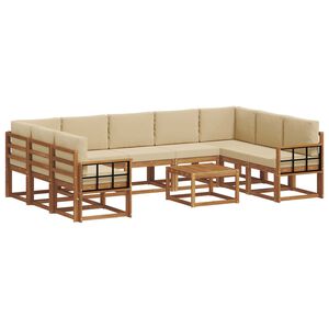 vidaXL Outdoor-Sofagarnitur mit Kissen 10 pcs Natur und Beige