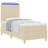 vidaXL LED Boxspringbett mit Matratze Creme 80 x 200 cm Stoff