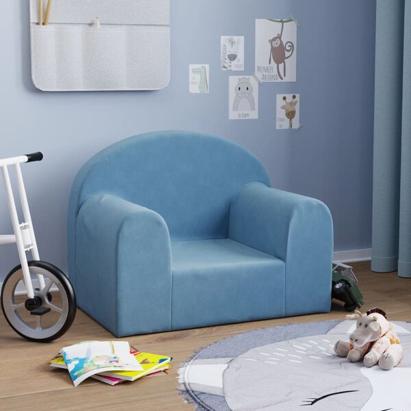 vidaXL Kindersofa Blau Weich Pl&uuml;sch