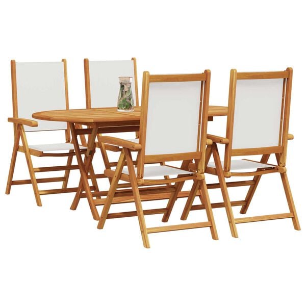 vidaXL Garten Essgruppe 5 pcs Cremeweiß Akazie Massivholz