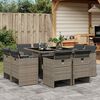vidaXL 9-tlg. Garten-Essgruppe mit Kissen Grau Poly Rattan