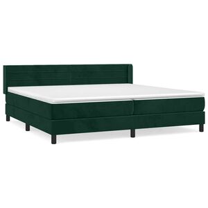 vidaXL Boxspringbett mit Matratze Dunkelgr&uuml;n 200x200 cm Samt