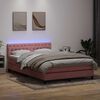 vidaXL Boxspringbett mit Matratze & LED Rosa 160x210 cm Samt